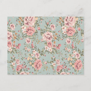 Antike Blumen Tapete Postkarte