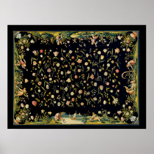 Antike Blumen-Tischdecke Teppich-Illustration Poster
