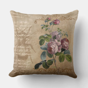Antike Blumen und Handschrift Kissen Für Draußen