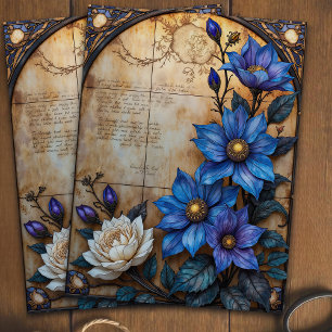 Antike Blumen Verzierte Glasdecoupage Seidenpapier