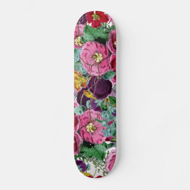 Antike Blumencluster Skateboard (Vorderseite)