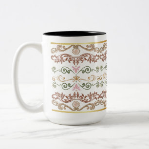 Antike Blumendamaske-Tasse Elegante Viktorian Zweifarbige Tasse