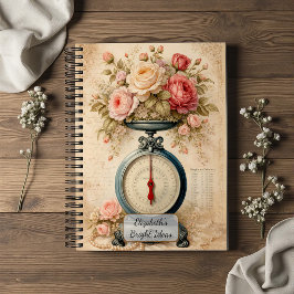 Antike Blumeneinschalen-Küchenwaage Notizbuch