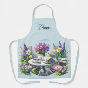 Antike Blumengesellschaft im Garten zum Tee Schürze