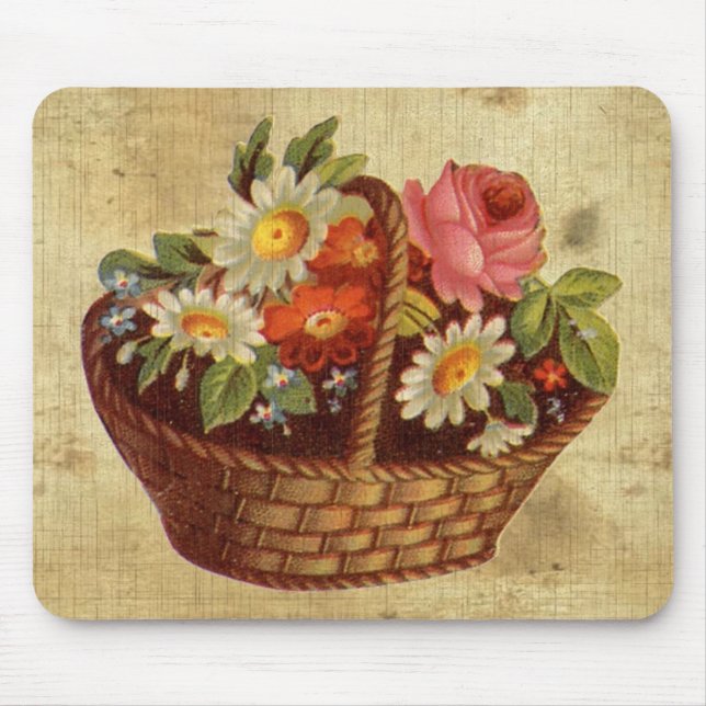 Antike Blumenkorb-Mauspad Mousepad (Vorne)