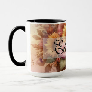 Antike Blumenkörbchen des Herbstes, Pastell Aquare Tasse