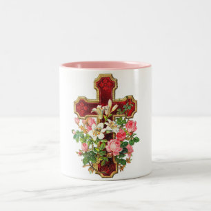 Antike Blumenkreuz Zweifarbige Tasse