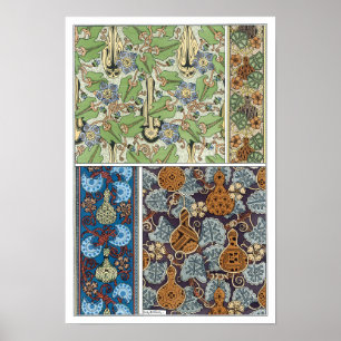 Antike Blumenkunst Nouveau-Gemüse, Kürbisse Poster