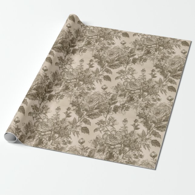 Antike Blumenmuster Geschenkpapier (Ungerollt)