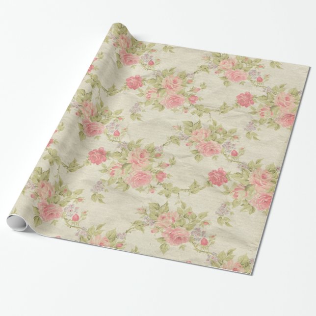 Antike Blumenmuster Geschenkpapier (Ungerollt)