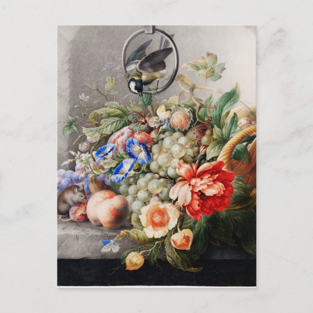 Antike Blumenmuster Postkarte (Vorderseite)