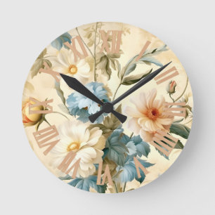 Antike Blumenmuster Runde Wanduhr