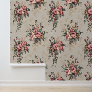 Antike Blumenmuster Tapete