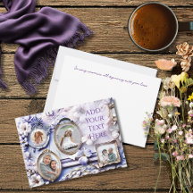 Antike Blumenrahmen-Collage mit sanftem Lavendel