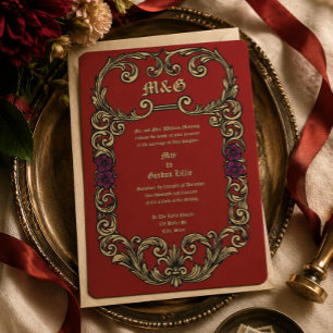 Antike Blumenranken 1913 Rahmen Hochzeit Einladung