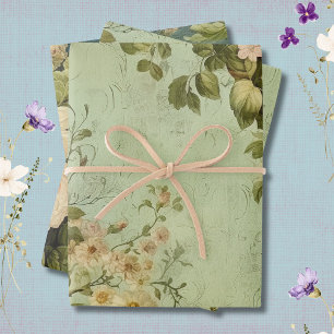 Antike Blumenrose Dekupage Geschenkpapier Set