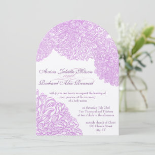 Antike Blumige Chrysantheme Lavendel Hochzeit Einladung