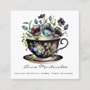 Antike Blumige Teetasse Pansy Quadrat Geschäftskar Quadratische Visitenkarte