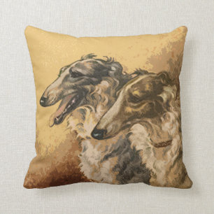Antike Borzoi-Paar-Kissen Kissen