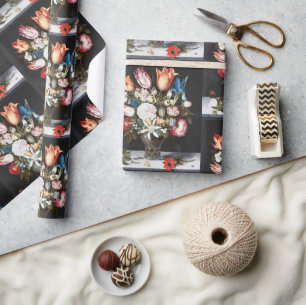 Antike Bosschaert niederländische Tulpen und Rosen Geschenkpapier