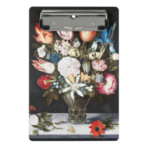 Antike Bosschaert Niederländische Tulpen und Rosen Mini Klemmbrett