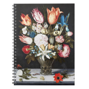 Antike Bosschaert niederländische Tulpen und Rosen Notizblock