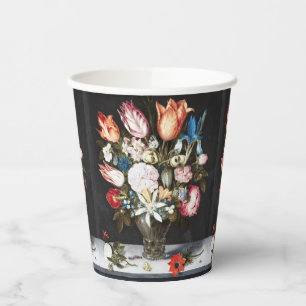 Antike Bosschaert Niederländische Tulpen und Rosen Pappbecher