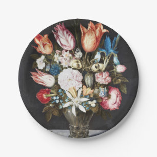 Antike Bosschaert Niederländische Tulpen und Rosen Pappteller