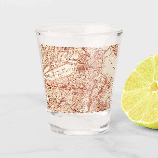 Antike Boston Karte Schnapsglas (Vorderseite)