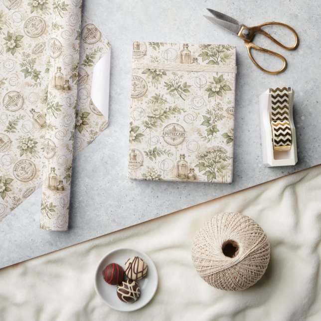 Antike Botanische Apotheker-Verpackungspapier Geschenkpapier (Kunsthandwerk)