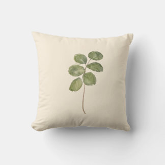 Antike botanische Aquarell-Rundblätter Creme Ton Kissen
