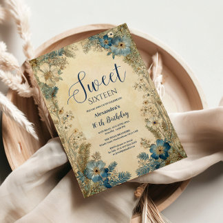 Antike botanische Art Nouveau Sweet Sixteen Einladung
