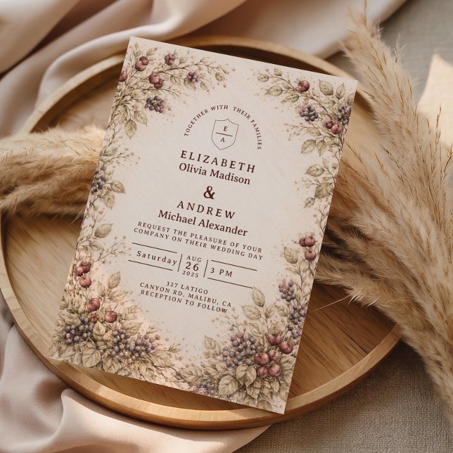 Antike Botanische Beeren-Hochzeit Einladung (Von Creator hochgeladen)
