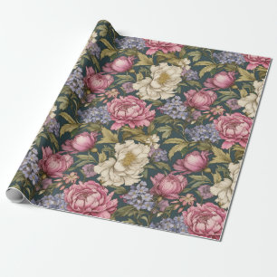 Antike botanische Blumen Geschenkpapier