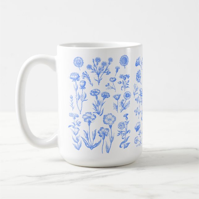 Antike botanische Blumenkunst Kaffeetasse (Links)