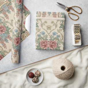 Antike Botanische Blumenmotive Geschenkpapier