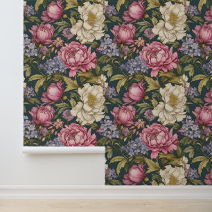 Antike botanische Blumenmuster Tapete