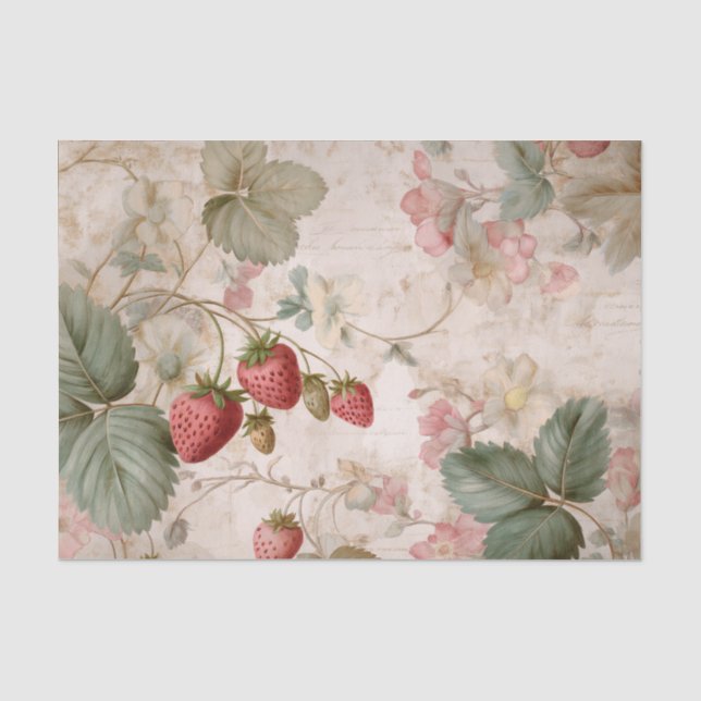 Antike botanische Erdbeeren Seidenpapier (Vorderseite)