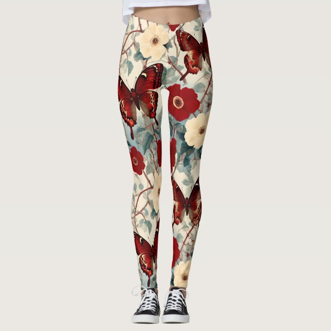 Antike botanische Illustration Leggings (Vorderseite)