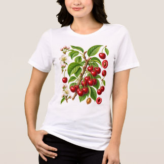 Antike botanische Kirsch-Illustration Tri-Blend Shirt