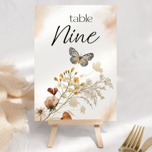 Antike botanische kleine florale Hochzeitstisch-Nu Tischnummer