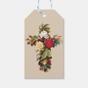 Antike botanische Kreuz-Rosen religiöse Kunst Geschenkanhänger