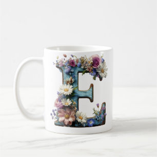Antike botanische Letter E Blumenvase Kaffeetasse