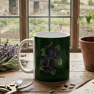 Antike botanische Pflaumen-Dunkelgrün-Kaffeetasse Kaffeetasse