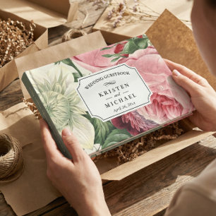 Antike botanische Rose florale elegante Hochzeit Gästebuch