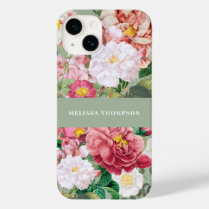 Antike botanische Rosen Pastellgrün und Rosa Case-Mate iPhone 14 Hülle
