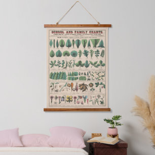 Antike botanische Schultafel Vintage Natur Wandteppich Mit Holzrahmen