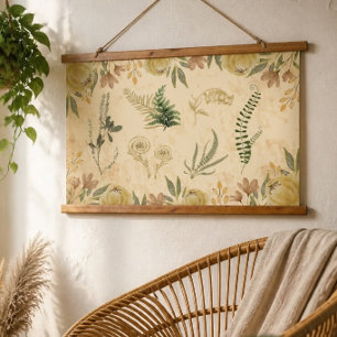 Antike botanische und florale Holzbeschichtung mit Wandteppich Mit Holzrahmen