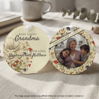 Antike botanische Wildblumen-Familienfoto-Erinneru Ornament