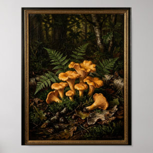 Antike botanische wilde Pilze II Poster